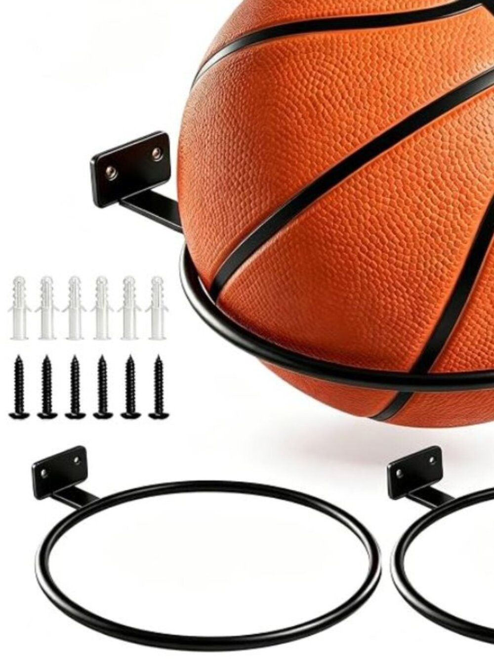 Basketball Holder Wall Mount Soccer Display Rack Metal -Universal  Ball Display